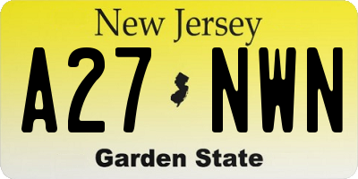 NJ license plate A27NWN