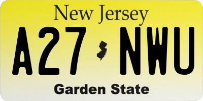 NJ license plate A27NWU