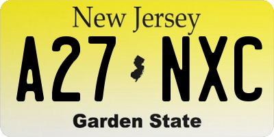 NJ license plate A27NXC