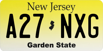 NJ license plate A27NXG