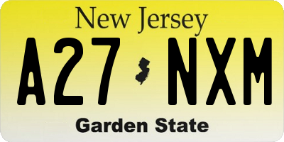 NJ license plate A27NXM