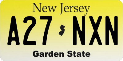NJ license plate A27NXN