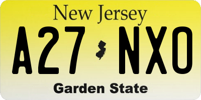 NJ license plate A27NXO