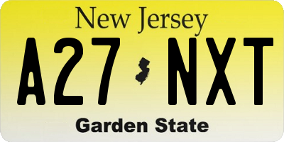 NJ license plate A27NXT