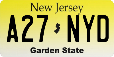 NJ license plate A27NYD