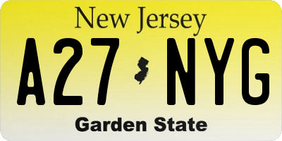 NJ license plate A27NYG