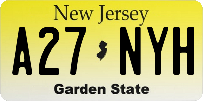 NJ license plate A27NYH