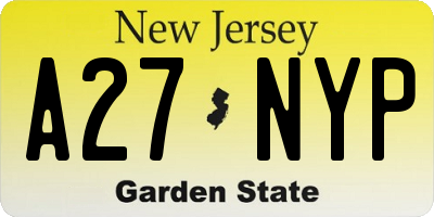 NJ license plate A27NYP