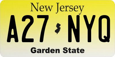 NJ license plate A27NYQ