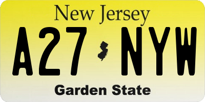 NJ license plate A27NYW