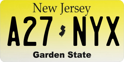 NJ license plate A27NYX