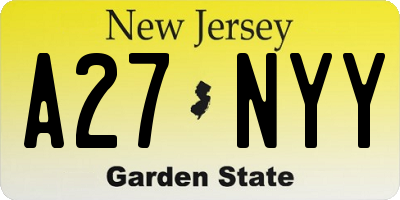 NJ license plate A27NYY