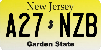 NJ license plate A27NZB