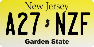 NJ license plate A27NZF