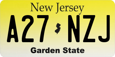 NJ license plate A27NZJ