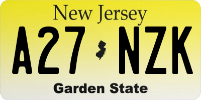 NJ license plate A27NZK