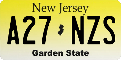 NJ license plate A27NZS