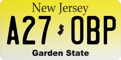 NJ license plate A27OBP