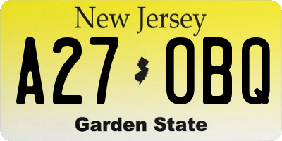 NJ license plate A27OBQ
