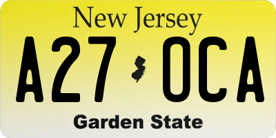 NJ license plate A27OCA