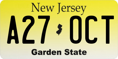 NJ license plate A27OCT