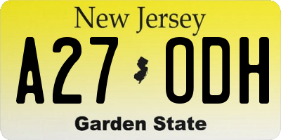 NJ license plate A27ODH