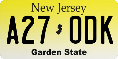 NJ license plate A27ODK