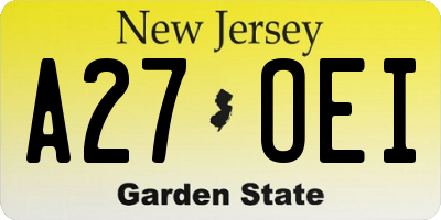 NJ license plate A27OEI