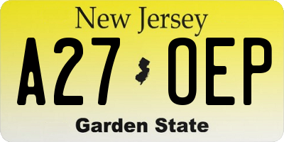 NJ license plate A27OEP