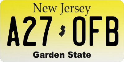 NJ license plate A27OFB