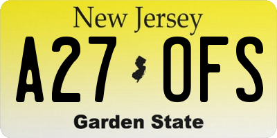 NJ license plate A27OFS