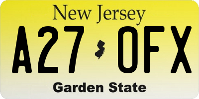 NJ license plate A27OFX