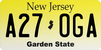 NJ license plate A27OGA