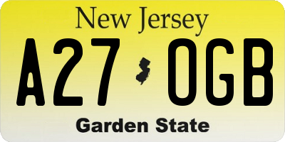 NJ license plate A27OGB