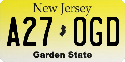 NJ license plate A27OGD