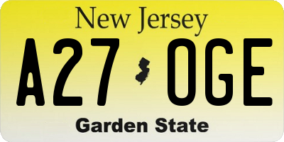 NJ license plate A27OGE