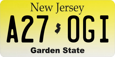NJ license plate A27OGI