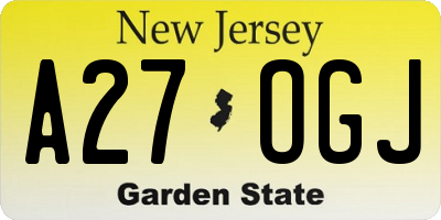 NJ license plate A27OGJ