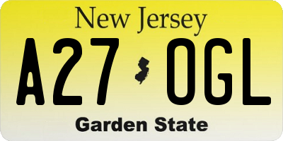 NJ license plate A27OGL
