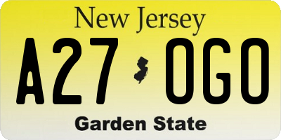 NJ license plate A27OGO