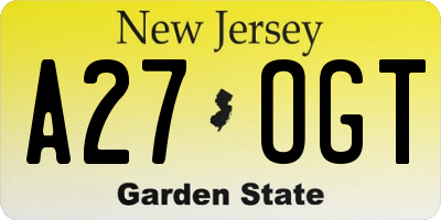 NJ license plate A27OGT
