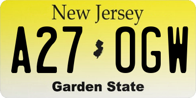 NJ license plate A27OGW
