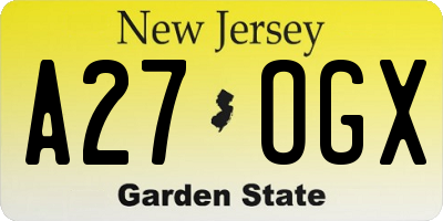 NJ license plate A27OGX