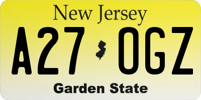 NJ license plate A27OGZ