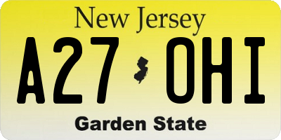 NJ license plate A27OHI