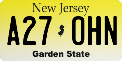 NJ license plate A27OHN