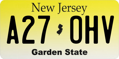 NJ license plate A27OHV