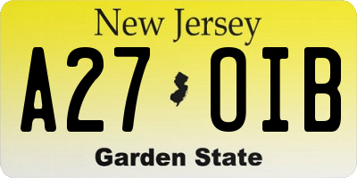 NJ license plate A27OIB