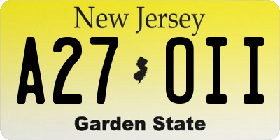 NJ license plate A27OII