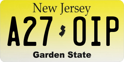 NJ license plate A27OIP